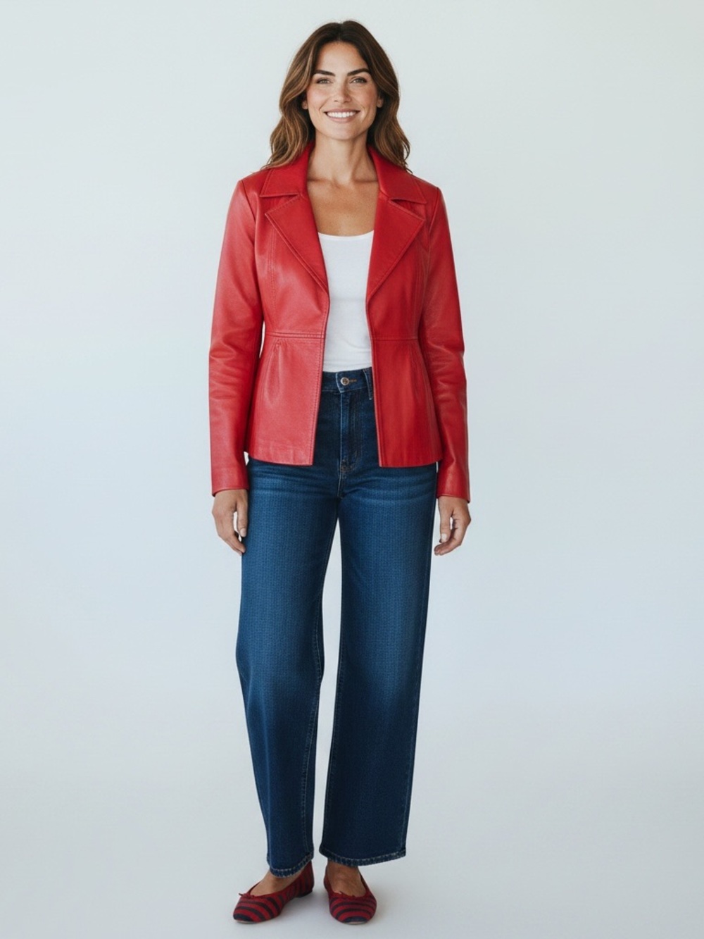 Jones NY Red Leather Jacket Blazer Small - Picture 12 of 12